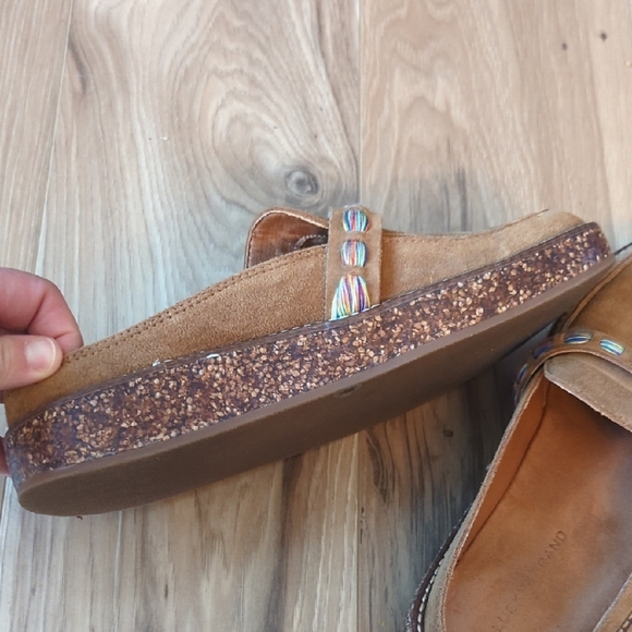 Lucky Brand Tan Suede Mules with Colorful Tassels - Picture 4 of 6
